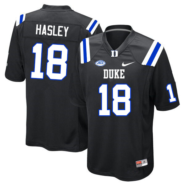 Men #18 Jeremiah Hasley Duke Blue Devils College Football Jerseys Sale-Black